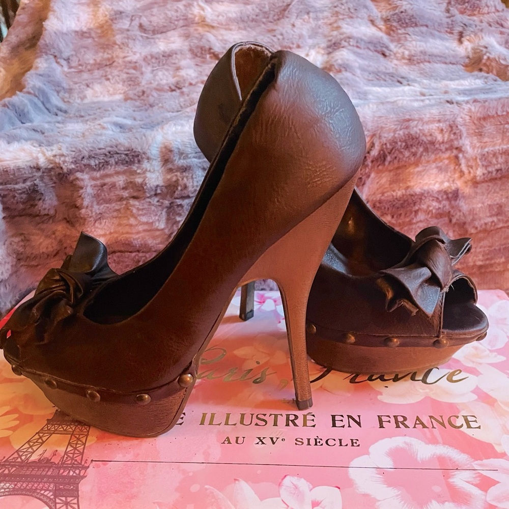 Dark brown high heels